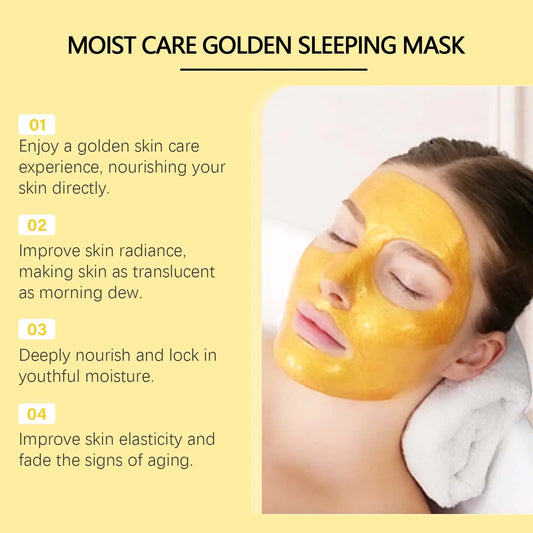 Gold Sleeping Masks Moisturizing Shrinkage Pore Lift Firm Fade Fine Lines Niacinamide Brightening Facial Skin Facial Masks