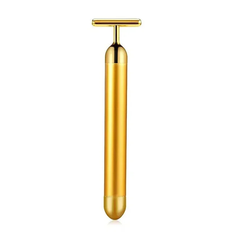 Energy 24K Gold T Beauty Bar Facial Roller Massager T-Shape Energy Beauty Bar Pulse Firming Face Massage Lift Tool